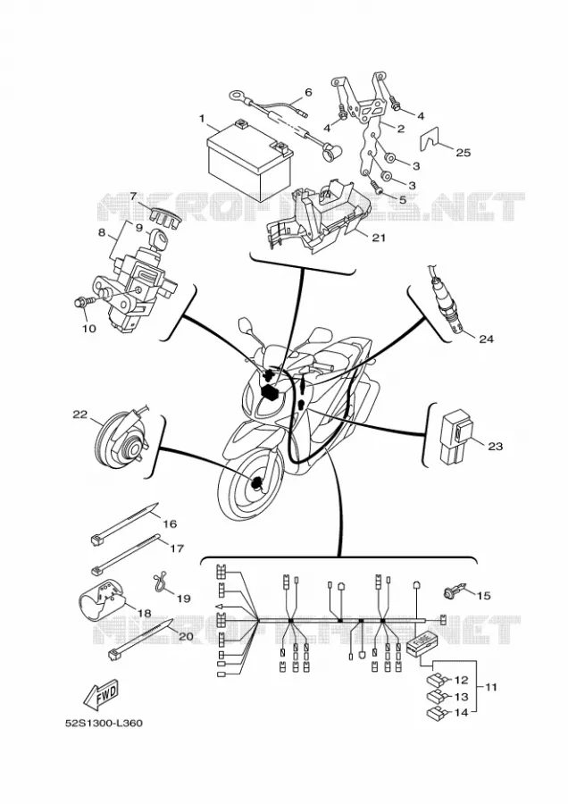 PARTIE ELECTRIQUE 2 Yamaha SCOOTER 125 2016 XENTER  HW125