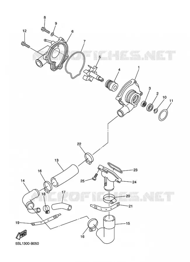 POMPE A EAU / DURITES Yamaha MOTO 600 2003 R6  YZF-R6