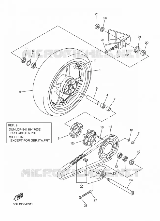 ROUE ARRIERE Yamaha MOTO 600 2003 R6  YZF-R6