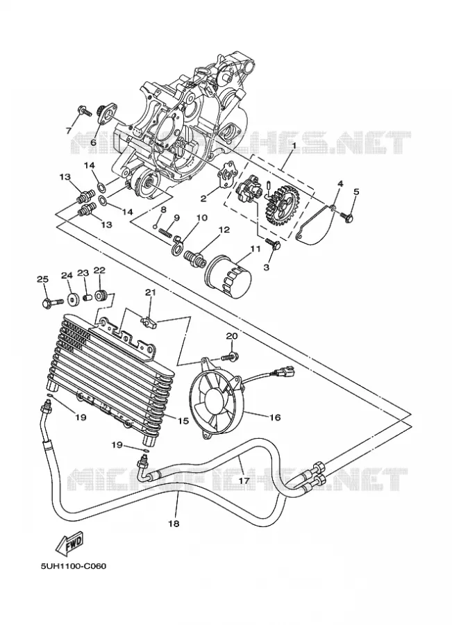 POMPE A HUILE Yamaha QUAD 350 2008 GRIZZLY  YFM350FWA