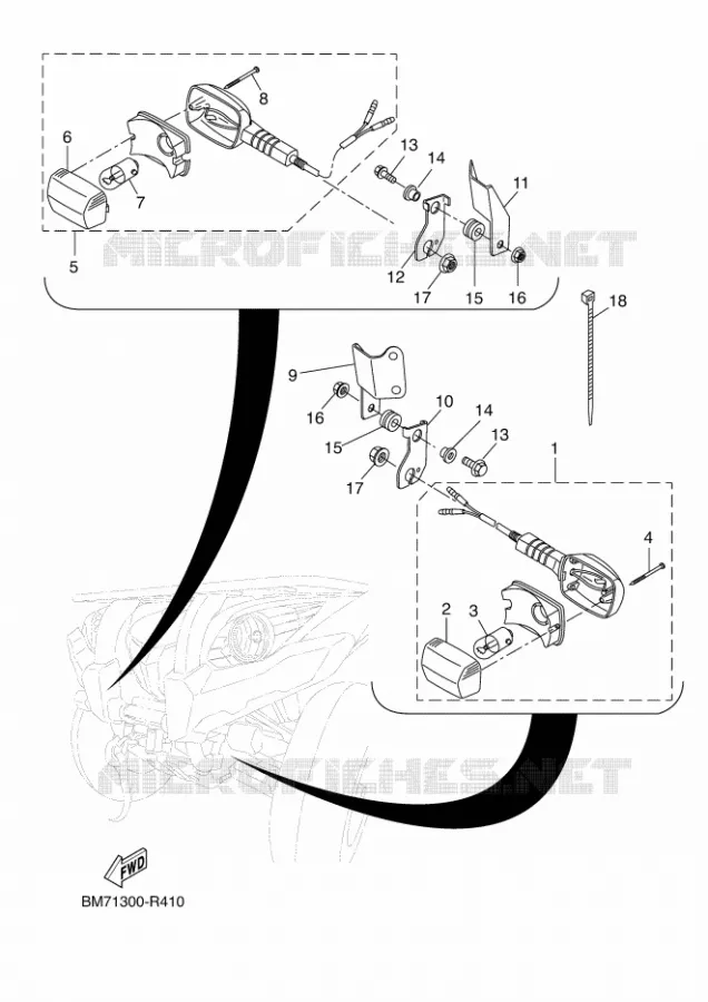 CLIGNOTANT Yamaha QUAD 450 2016 GRIZZLY  YFM450FWAD