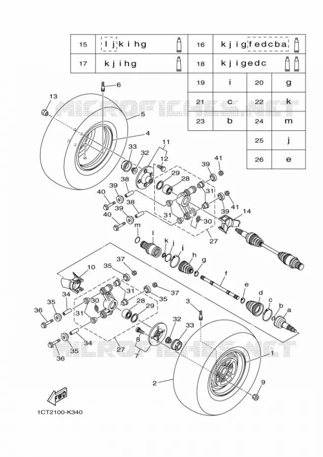 ROUE ARRIERE Yamaha QUAD 450 2016 GRIZZLY  YFM450FWAD