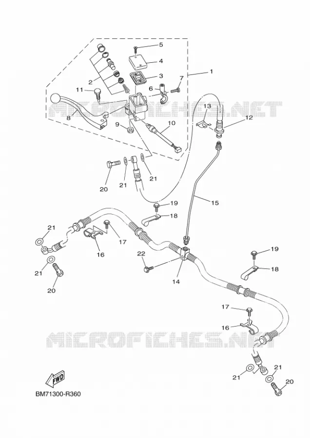 MAITRE CYLINDRE DE FREIN AVANT Yamaha QUAD 450 2016 GRIZZLY  YFM450FWAD