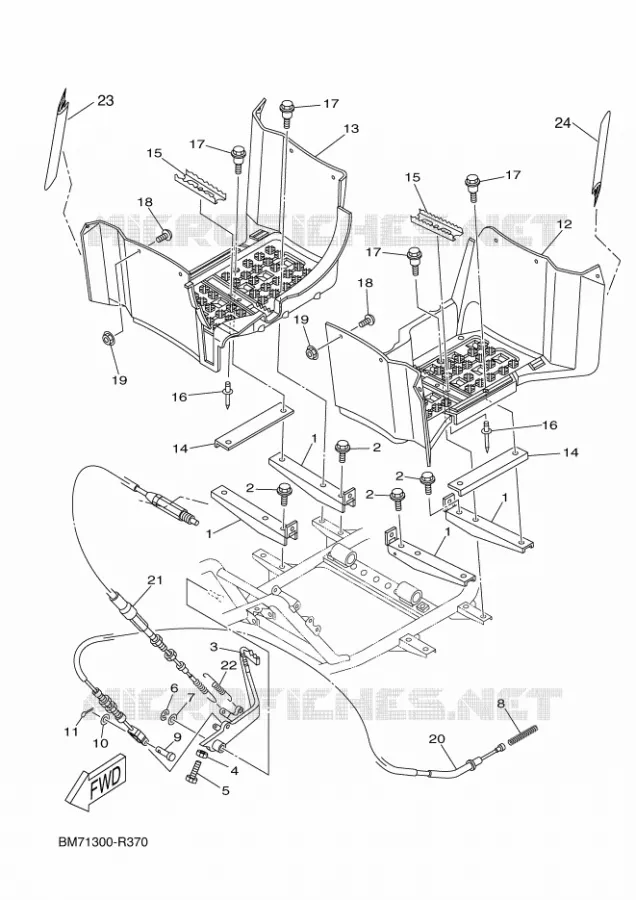 SUPPORT / REPOSE PIEDS Yamaha QUAD 450 2016 GRIZZLY  YFM450FWAD