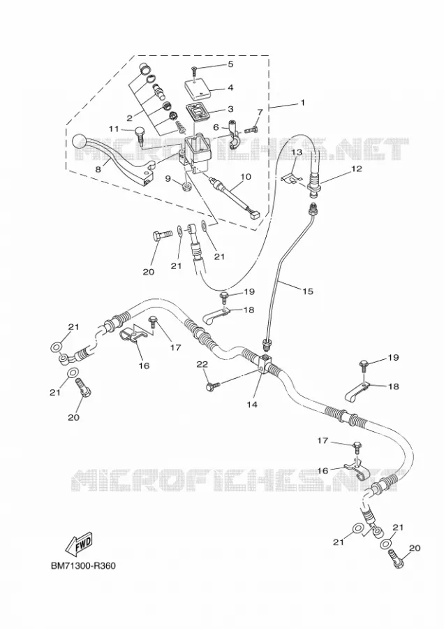 MAITRE CYLINDRE DE FREIN AVANT Yamaha QUAD 450 2016 GRIZZLY  YFM450FWA