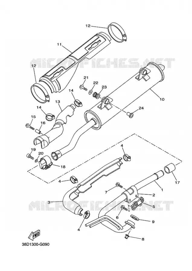 ECHAPPEMENT Yamaha QUAD 350 2011 GRIZZLY  YFM350FWA