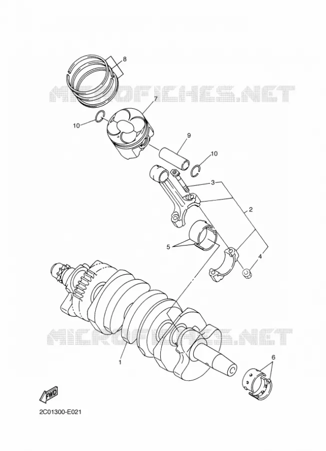 VILEBREQUIN / PISTON Yamaha MOTO 600 2010 R6  YZF-R6