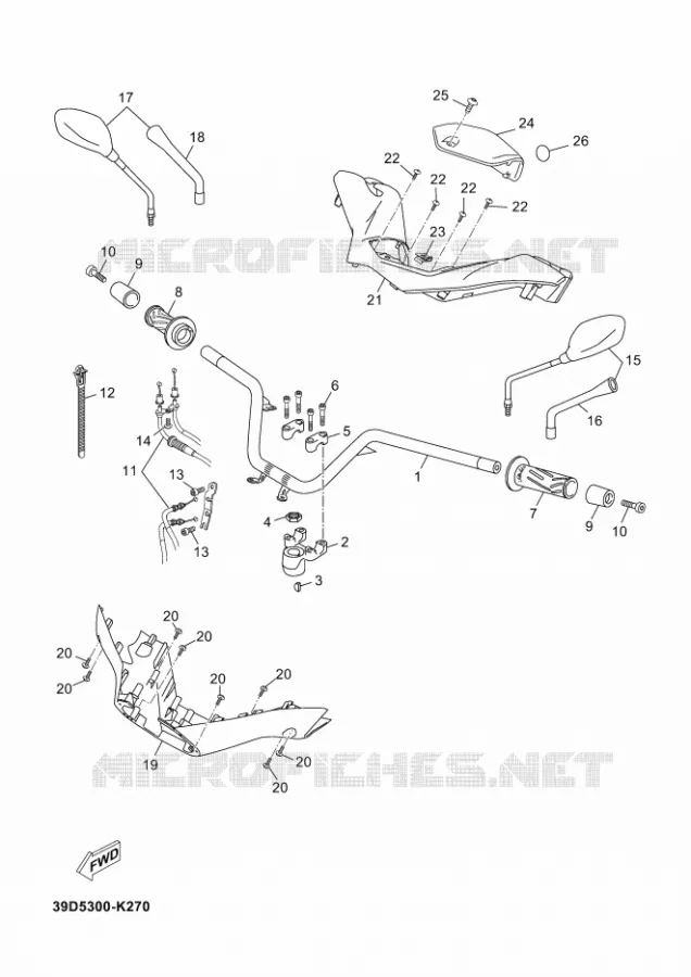 GUIDON ET CABLES Yamaha SCOOTER 125 2012 XMAX  YP125R
