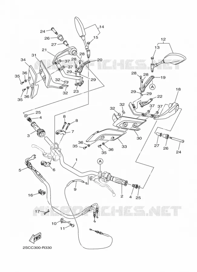 GUIDON ET CABLES Yamaha MOTO 900 2016 MT  MT09TRA