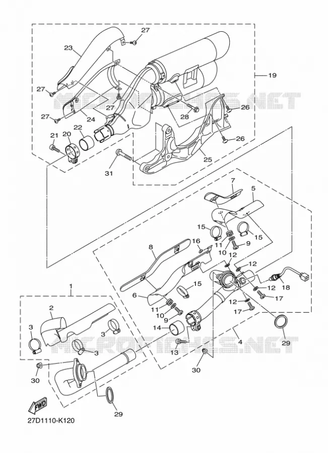 ECHAPPEMENT Yamaha MOTO 1300 2016 XVS  XVS1300CU
