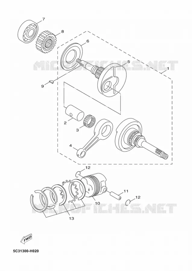 VILEBREQUIN / PISTON Yamaha SCOOTER 50 2012 NEOS 4T UBS  YN50FUNEO'S 4+