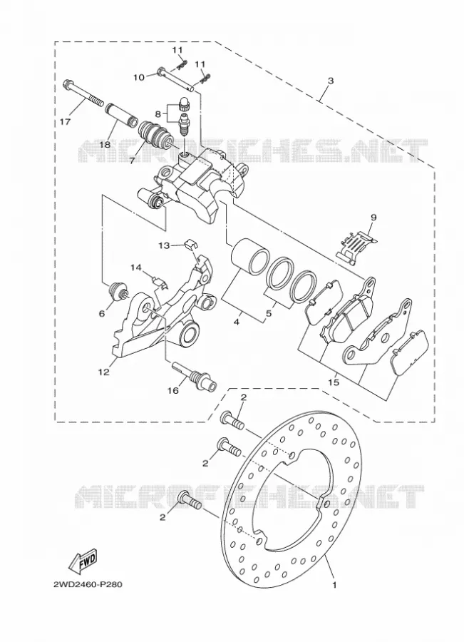 ETRIER DE FREIN ARRIERE Yamaha MOTO 300 2016 R3  YZF-R3A