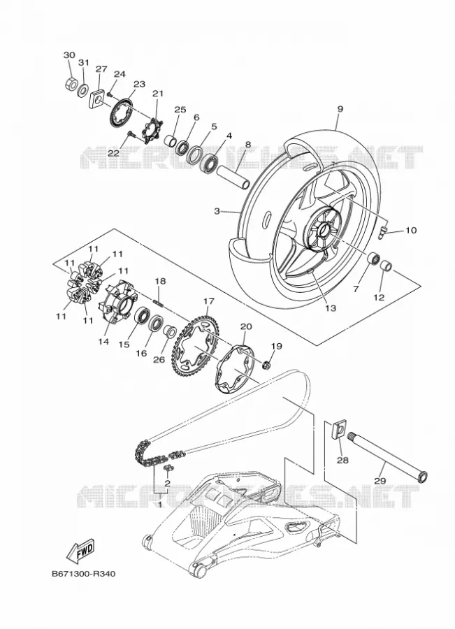 ROUE ARRIERE Yamaha MOTO 1000 2016 MT  MTN1000