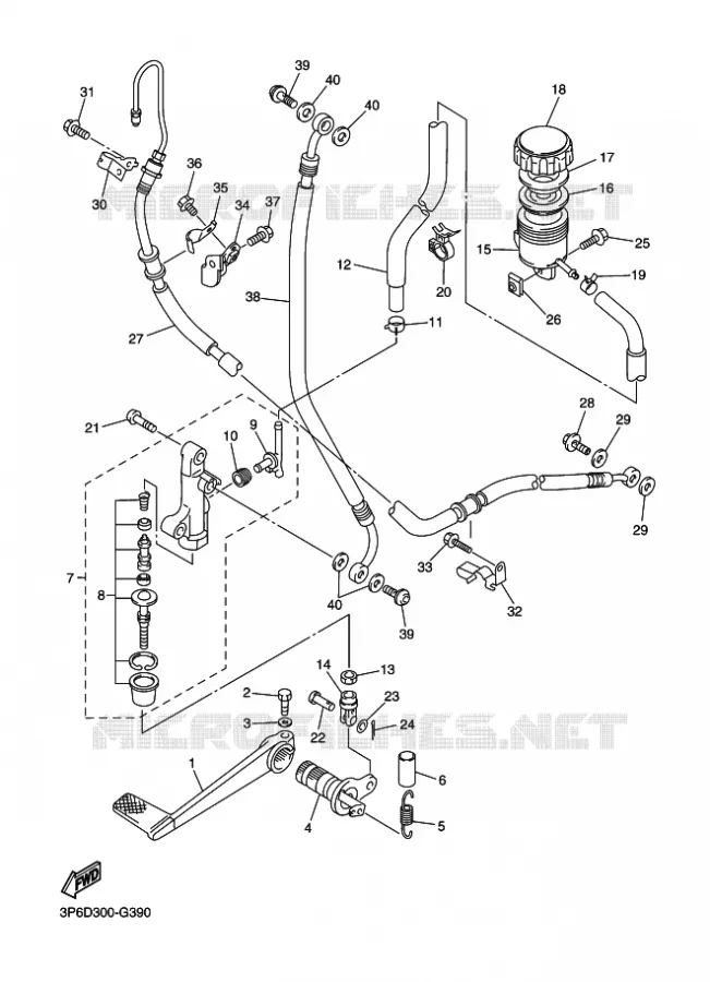 MAITRE CYLINDRE DE FREIN ARRIERE Yamaha MOTO 1300 2016 FJR  FJR1300-A