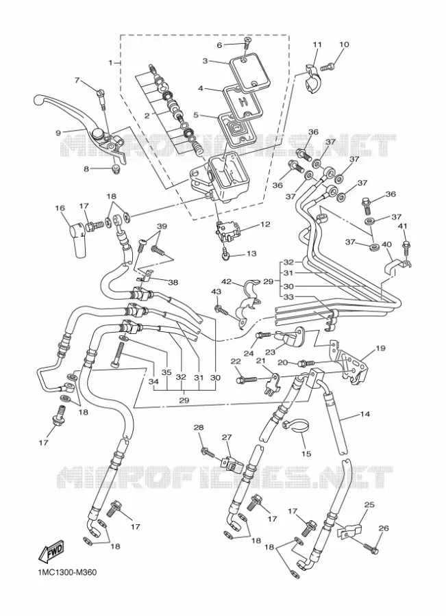 MAITRE CYLINDRE DE FREIN AVANT Yamaha MOTO 1300 2016 FJR  FJR1300-A