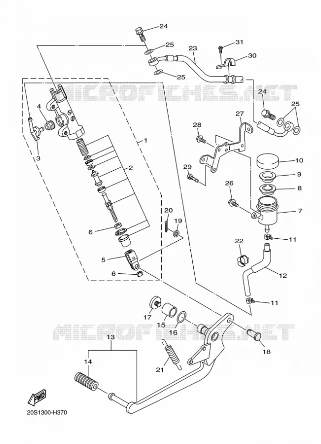 MAITRE CYLINDRE DE FREIN ARRIERE Yamaha MOTO 600 2016 XJ6  XJ6F