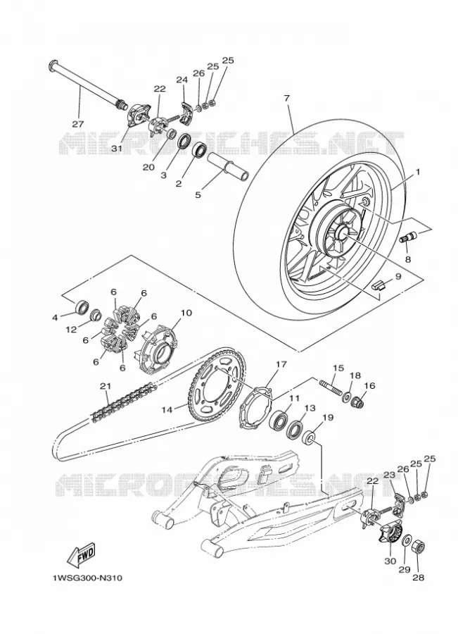 ROUE ARRIERE Yamaha MOTO 700 2017 MT  MT07A
