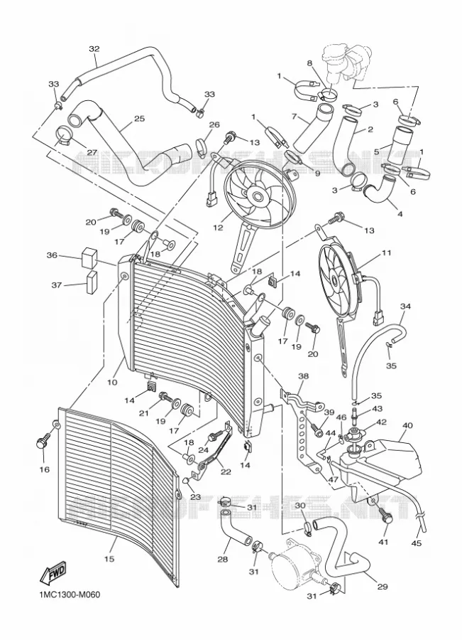 RADIATEUR / DURITES Yamaha MOTO 1300 2014 FJR  FJR1300A