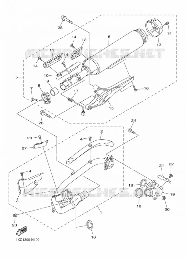 ECHAPPEMENT Yamaha MOTO 950 2016 XVS950CU  XVS950CUXV950