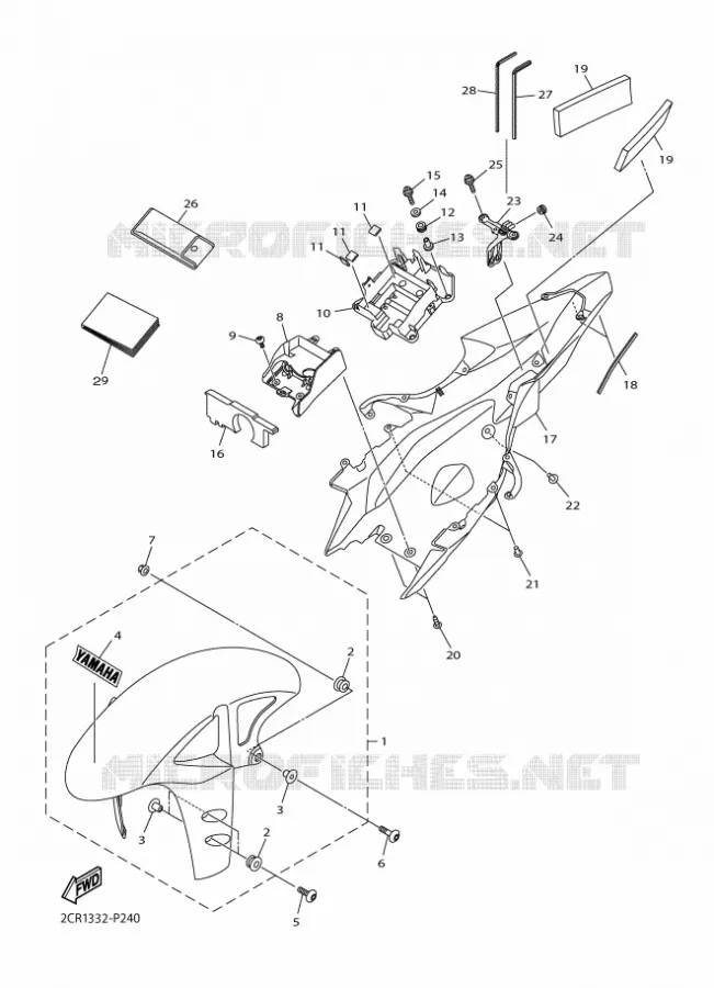 GARDE BOUE Yamaha MOTO 1000 2016 R1  YZF-R1R1