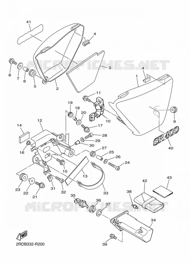 COUVERCLE LATERAL Yamaha MOTO 400 2016 SR  SR400