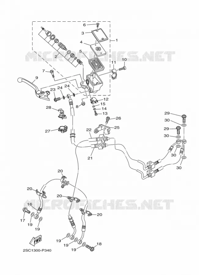 MAITRE CYLINDRE DE FREIN AVANT Yamaha MOTO 900 2016 MT  MT09TRA