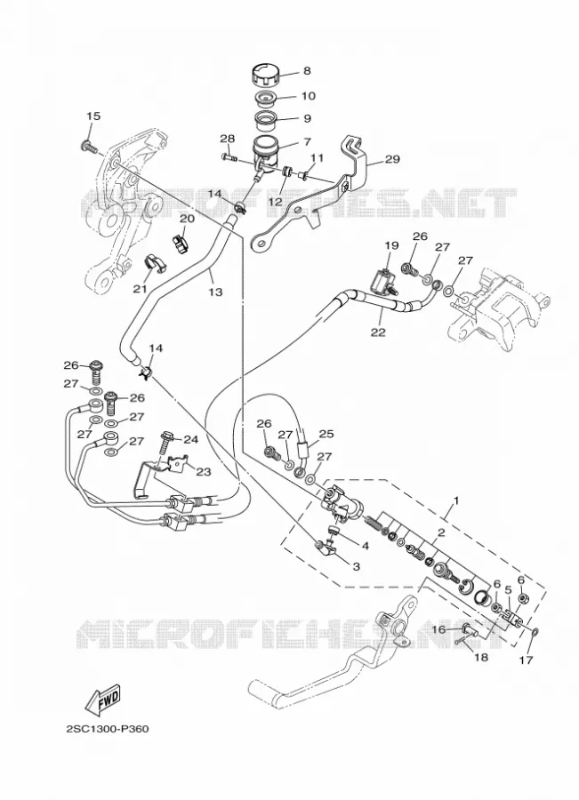 MAITRE CYLINDRE DE FREIN ARRIERE Yamaha MOTO 900 2017 TRACER  MT09TRA
