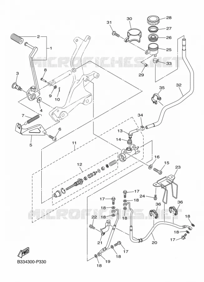 MAITRE CYLINDRE DE FREIN ARRIERE Yamaha MOTO 950 2016 XV  XVS950CR