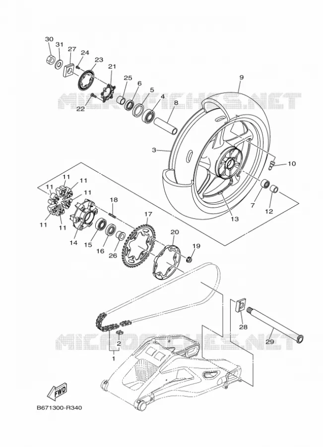 ROUE ARRIERE Yamaha MOTO 1000 2016 MT  MTN1000