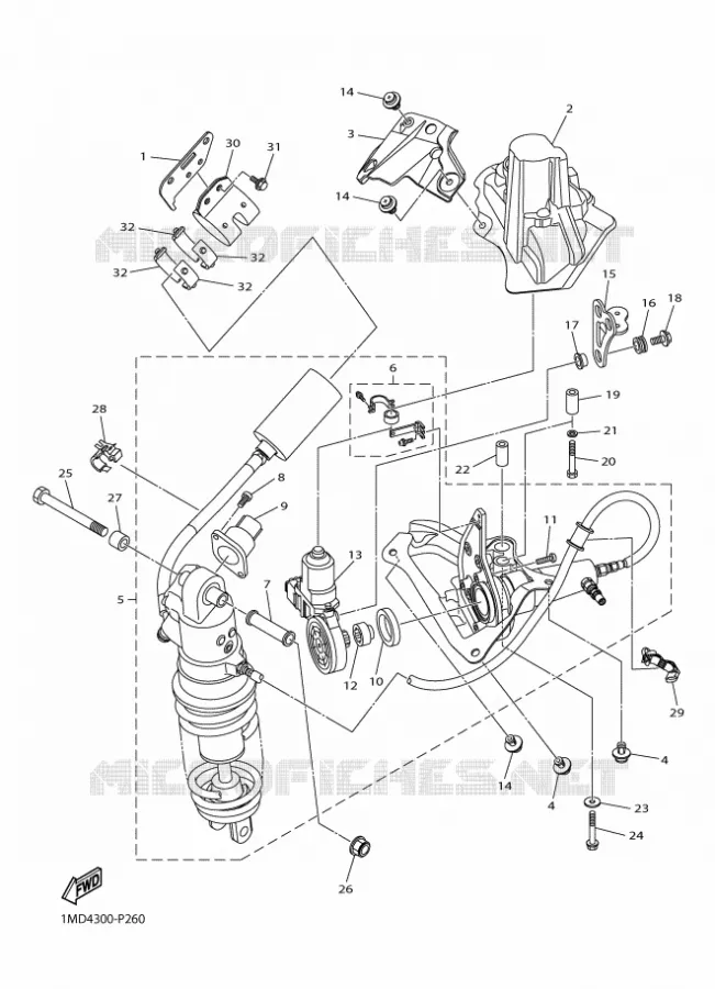 AMORTISSEUR ARRIERE Yamaha MOTO 1300 2016 FJR  FJR1300-AS