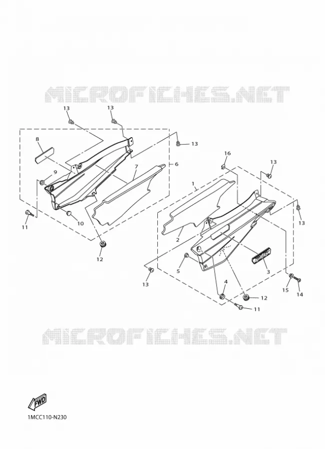 COUVERCLE LATERAL Yamaha MOTO 1300 2016 FJR  FJR1300-AS