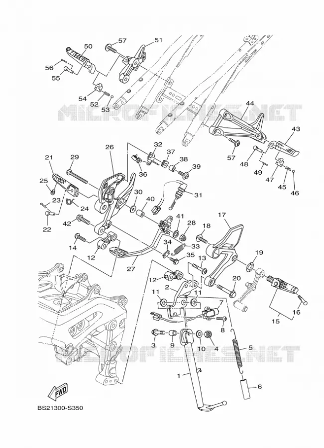 SUPPORT / REPOSE PIEDS Yamaha MOTO 900 2017 MT  MTN850-A