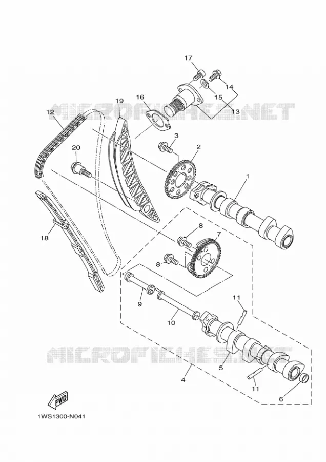 ARBRE A CAMES / CHAINE DE DISTRIBUTION Yamaha MOTO 700 2017 MT  MT07A