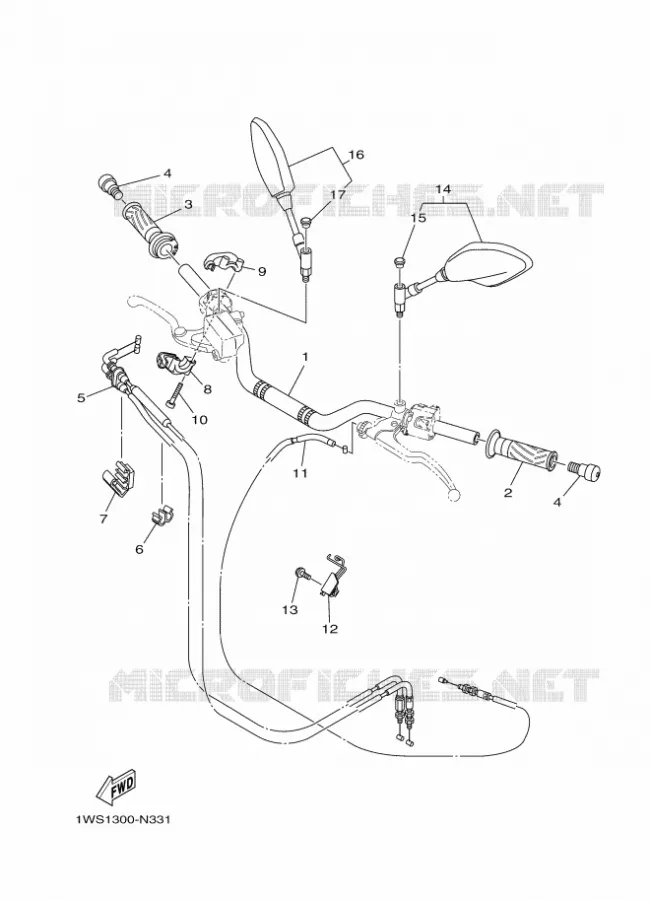 GUIDON ET CABLES Yamaha MOTO 700 2017 MT  MT07A