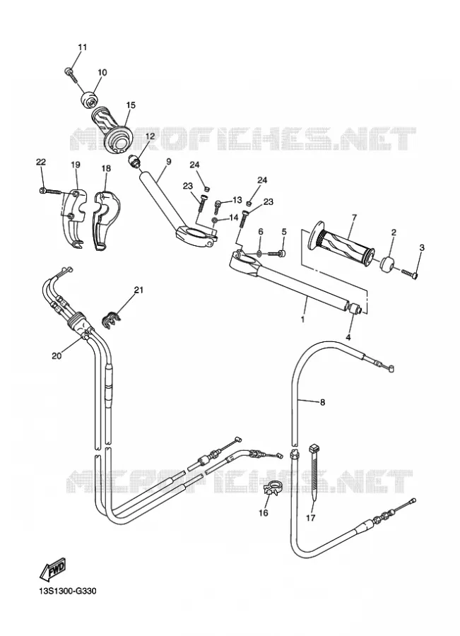 GUIDON ET CABLES Yamaha MOTO 600 2011 R6  YZF-R6