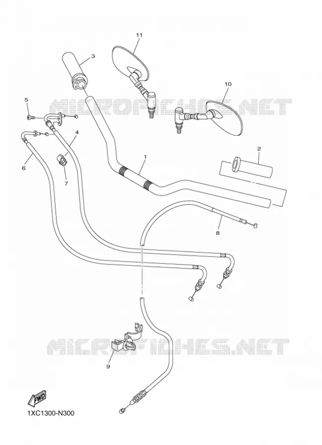 GUIDON ET CABLES Yamaha MOTO 950 2016 XV  XVS950CUXV950