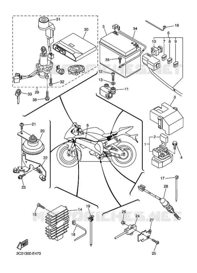 PARTIE ELECTRIQUE 2 Yamaha MOTO 600 2007 R6  YZF-R6