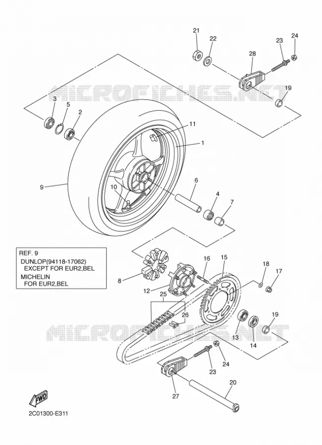 ROUE ARRIERE Yamaha MOTO 600 2007 R6  YZF-R6