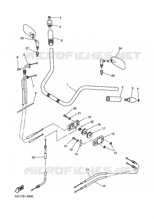 GUIDON ET CABLES Yamaha MOTO 1300 2001 ROYALSTAR VENTURE  XVZ13TF