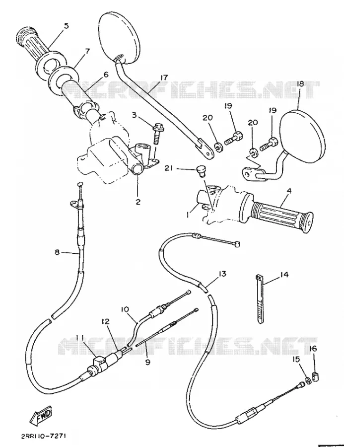 GUIDON ET CABLES Yamaha MOTO 50 1987 YSR50  YSR50T