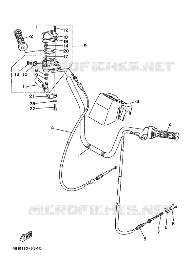 GUIDON ET CABLES Yamaha QUAD 400 1993 KODIAK  YFM400FW