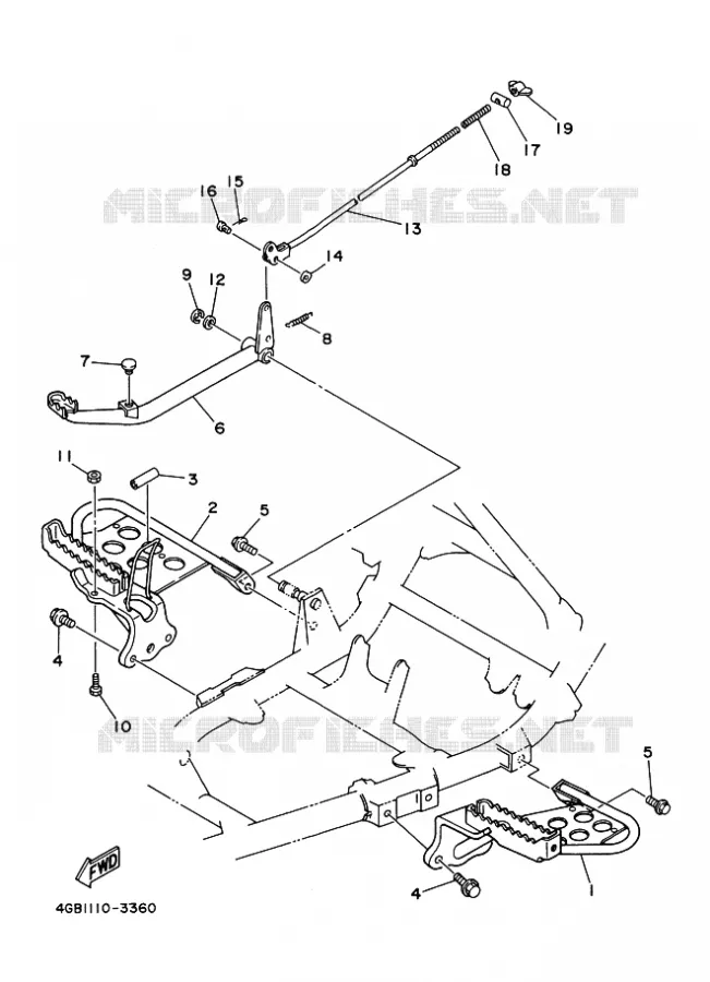 SUPPORT / REPOSE PIEDS Yamaha QUAD 400 1993 KODIAK  YFM400FW