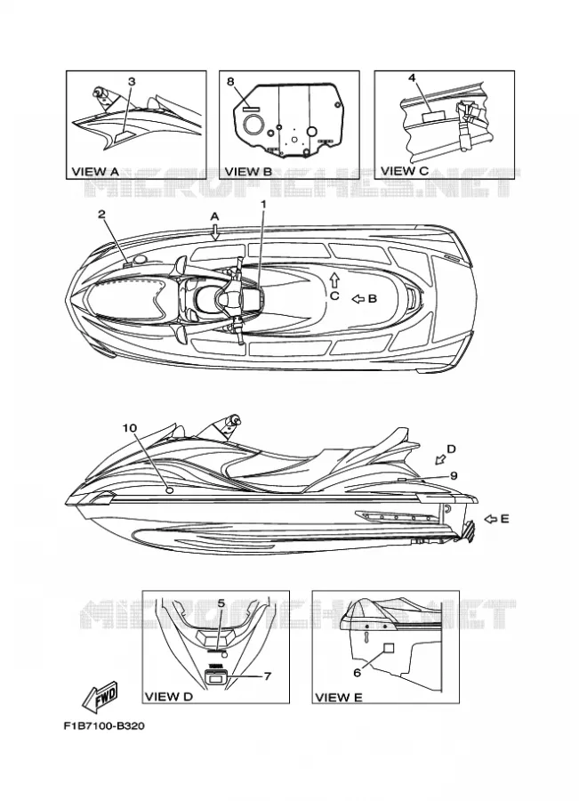 ETIQUETTE Yamaha WAVERUNNER 1000 2003 ENG FOR FZ1000A  ENG FOR FZ1000A