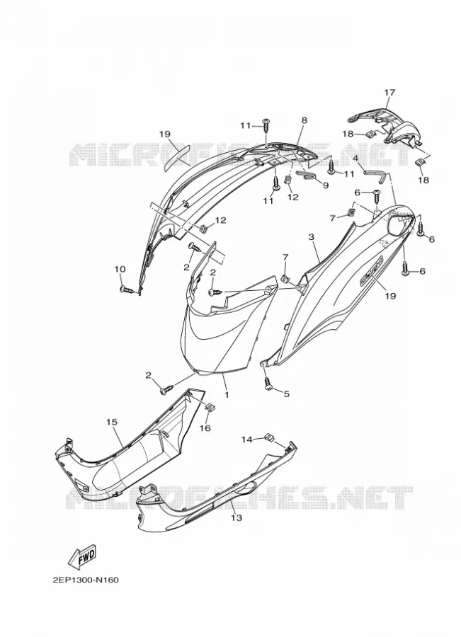 COUVERCLE LATERAL Yamaha SCOOTER 115 2014 DELIGHT  XC115SD'ELIGHT