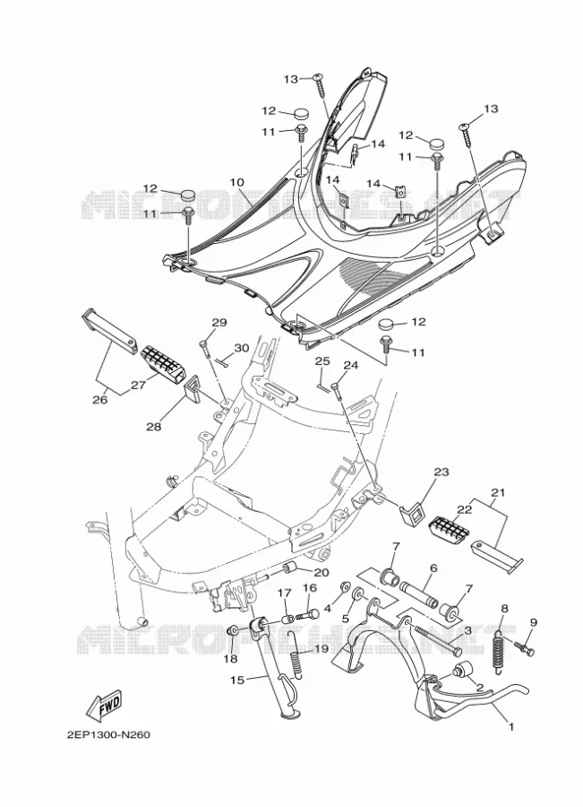 SUPPORT / REPOSE PIEDS Yamaha SCOOTER 115 2014 DELIGHT  XC115SD'ELIGHT
