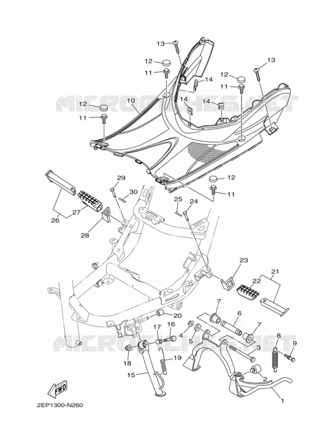 SUPPORT / REPOSE PIEDS Yamaha SCOOTER 115 2014 DELIGHT  XC115SD'ELIGHT