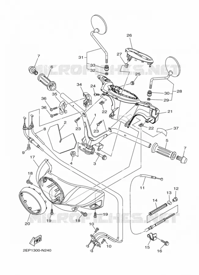 GUIDON ET CABLES Yamaha SCOOTER 115 2014 DELIGHT  XC115SD'ELIGHT