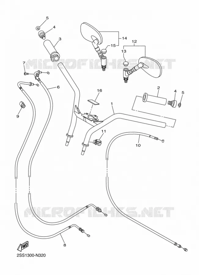 GUIDON ET CABLES Yamaha MOTO 1300 2015 XVS  XVS1300CUXVS1300 CUSTOM