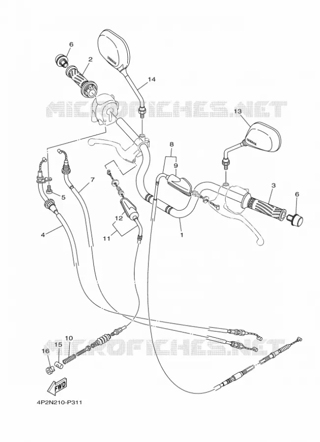 GUIDON ET CABLES Yamaha MOTO 125 2016 YBR  YBR125E