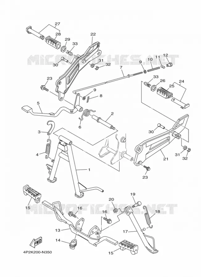 SUPPORT / REPOSE PIEDS Yamaha MOTO 125 2016 YBR  YBR125E